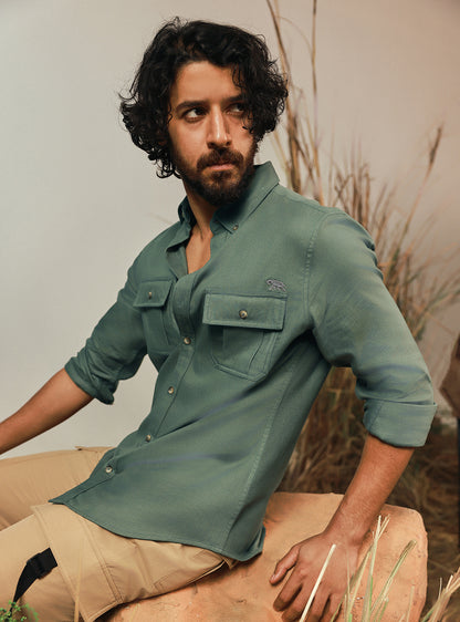 Wilderness Green Cotton Twill Shirt
