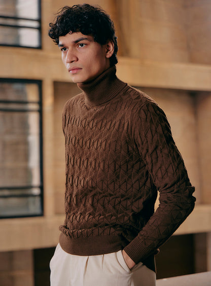 Eclipse Brown Cotton Wool Pullover