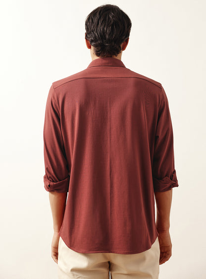 Terracotta Rust Cotton Knit Shirt