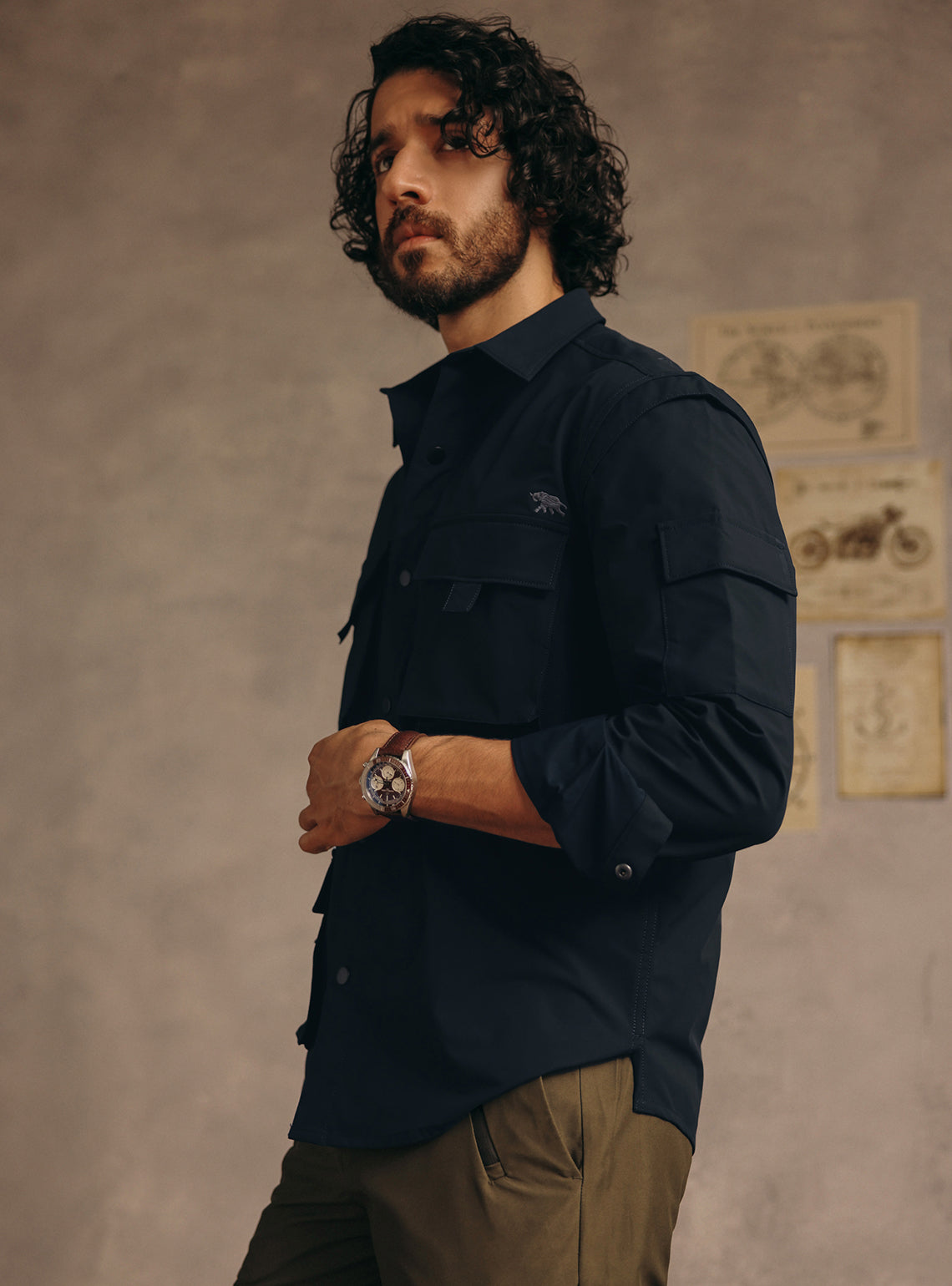 Aztec Navy Poly Utility Shirt