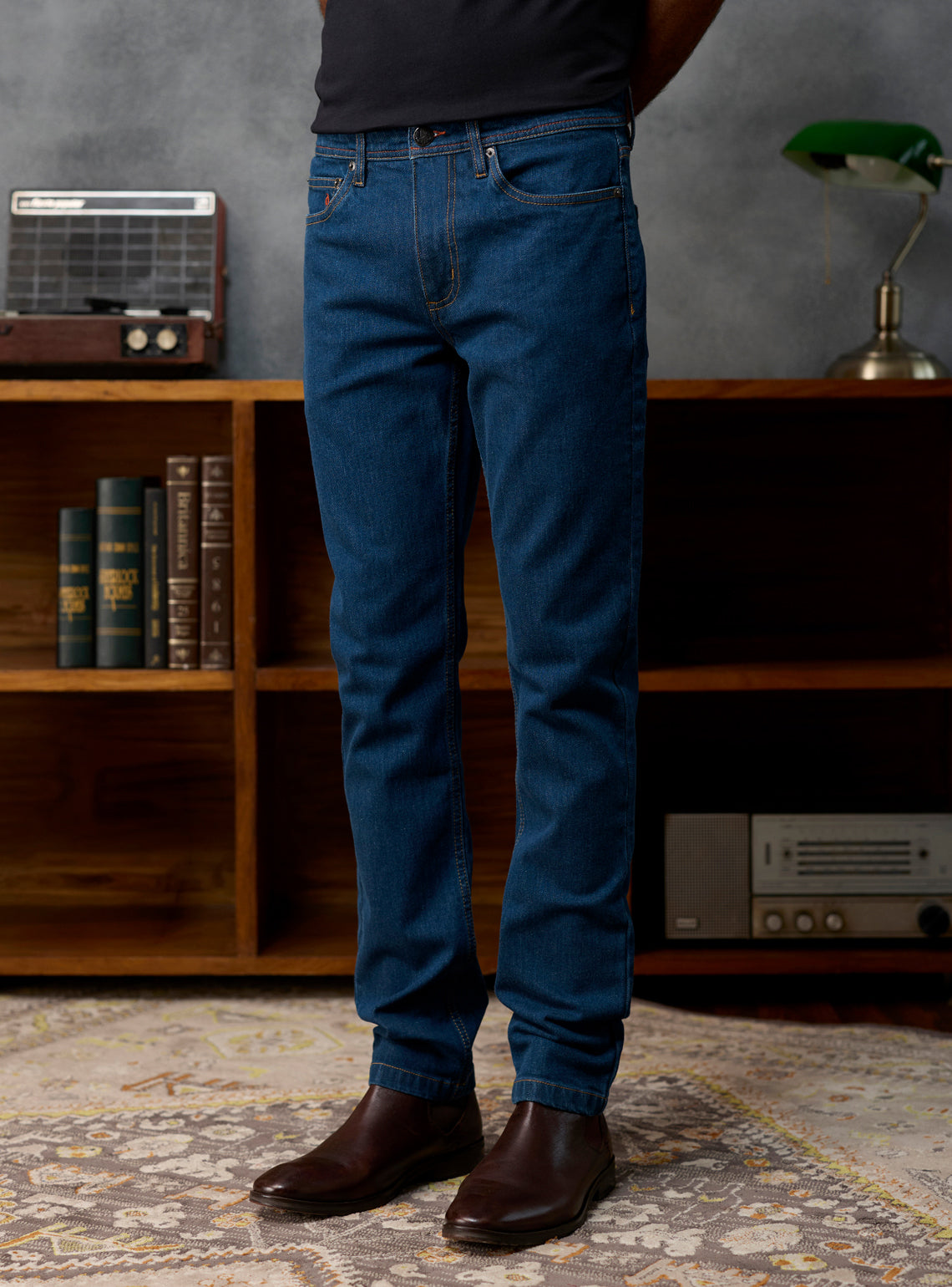 Midnight Navy Cotton Blend Denim Jeans