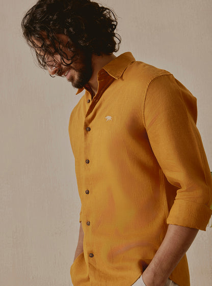 Amber Mustard Linen Shirt