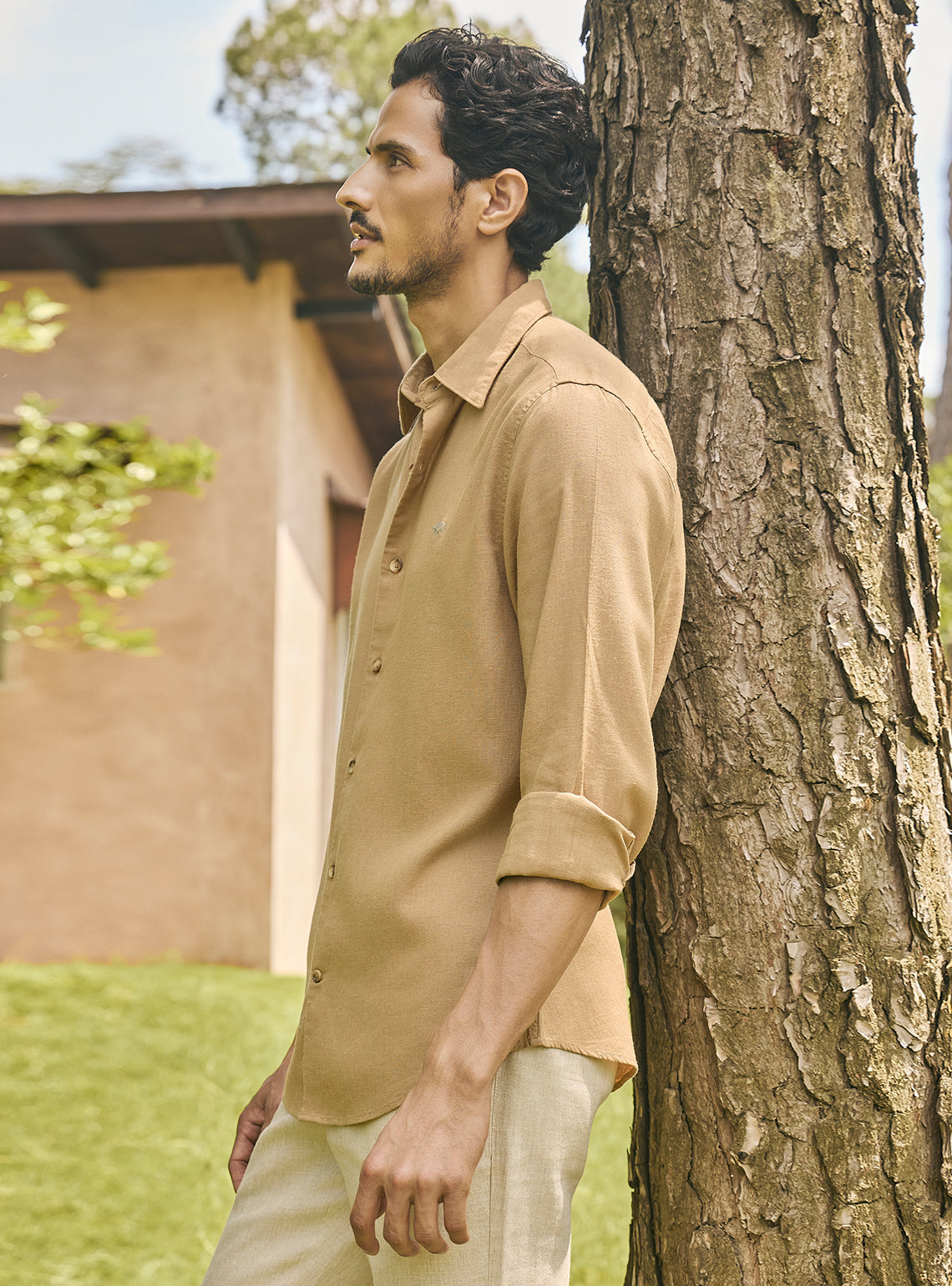 Patina Brown Lyocell Linen Shirt