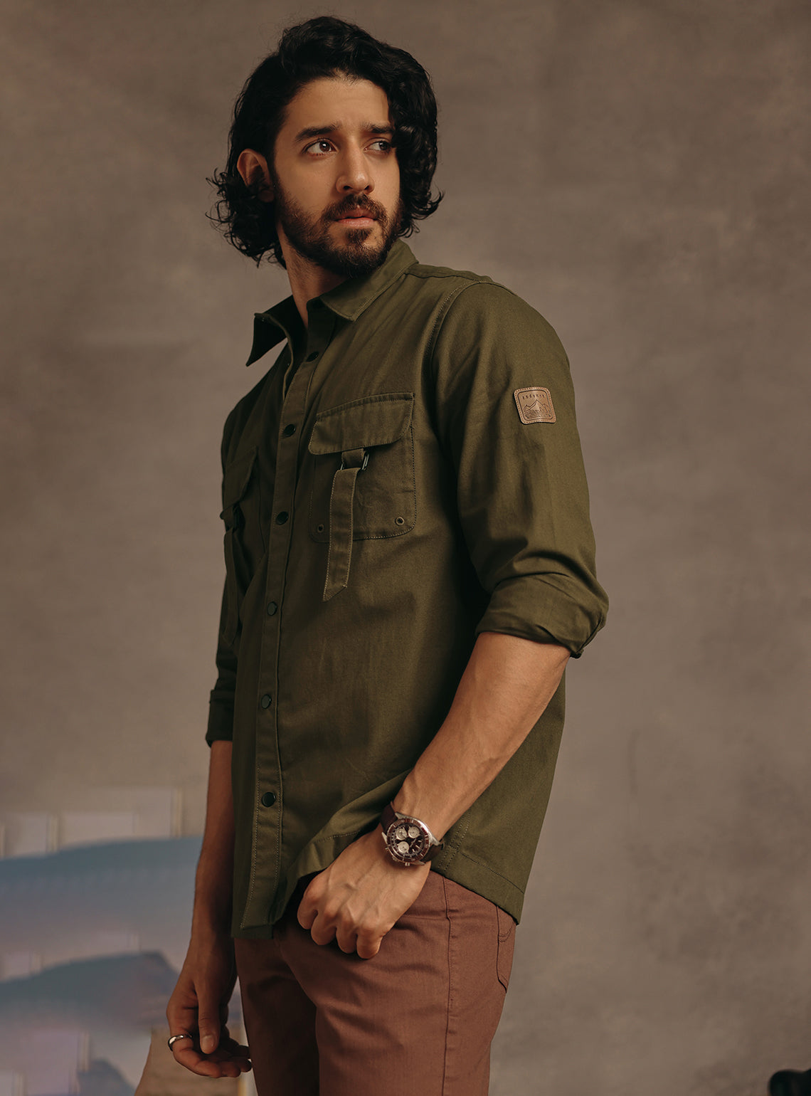 Amazon Olive Cotton Canvas Shirt