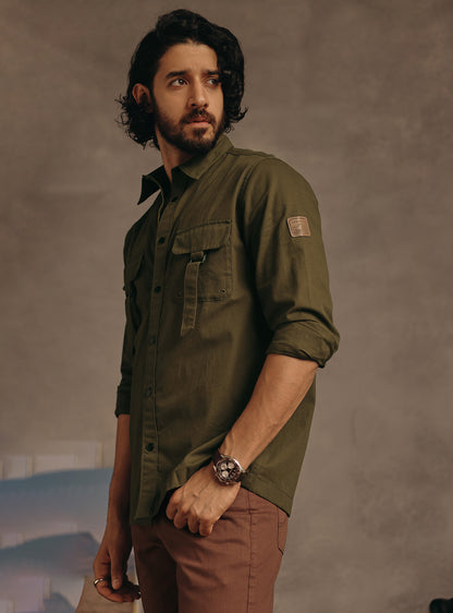 Amazon Olive Cotton Canvas Shirt
