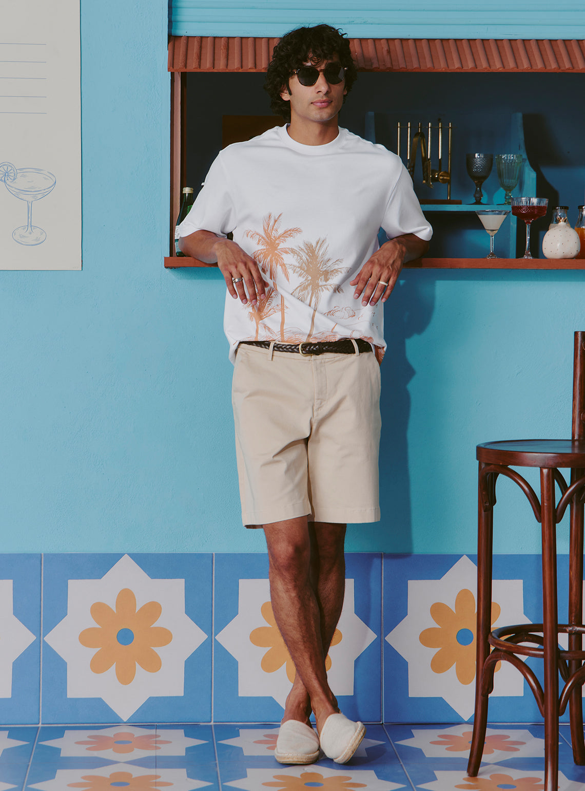 Martini White Cotton Print Crewneck