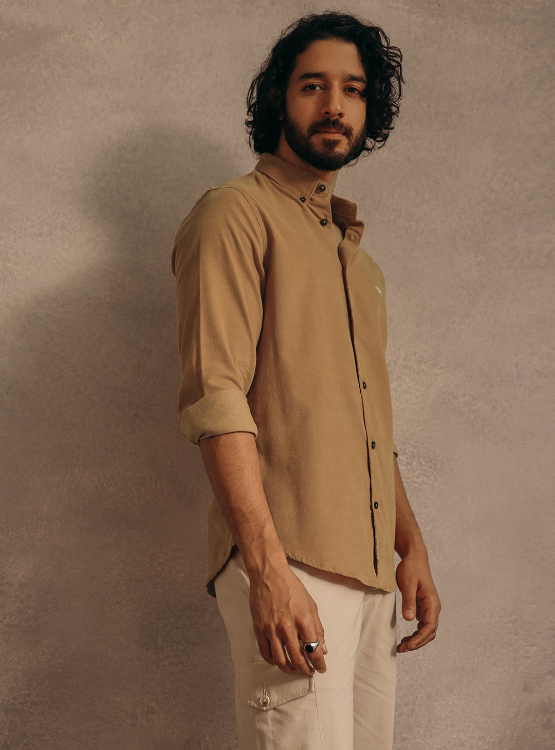 Thar Gold Cotton Blend Corduroy Shirt