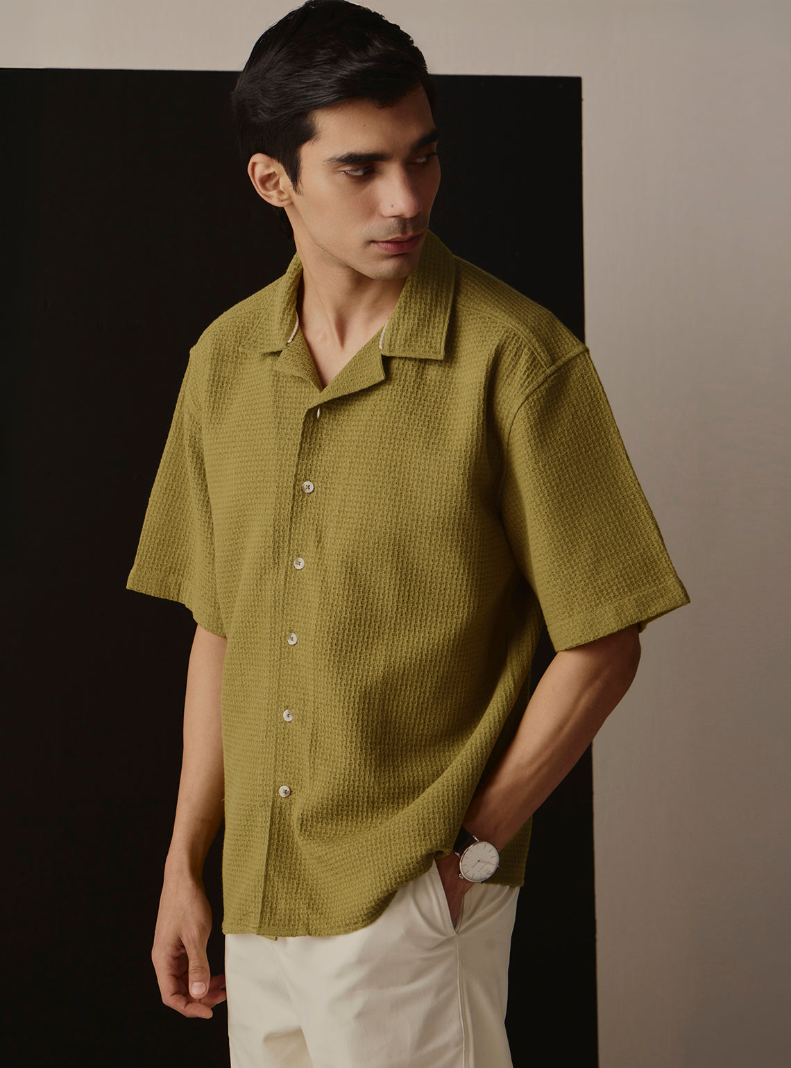 Palm Green Cotton Resort Shirt