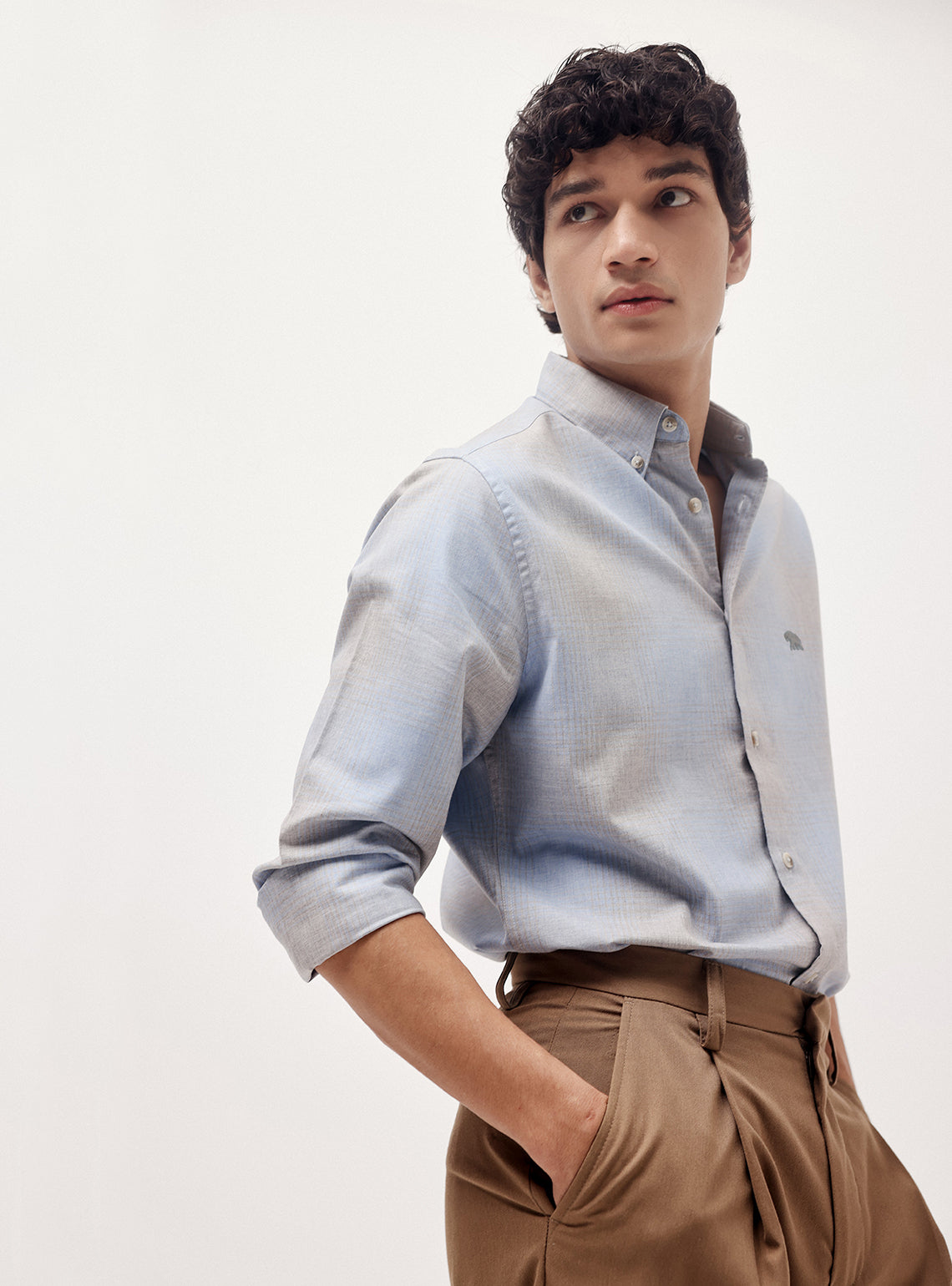 Blue Fade Cotton Melange Shirt