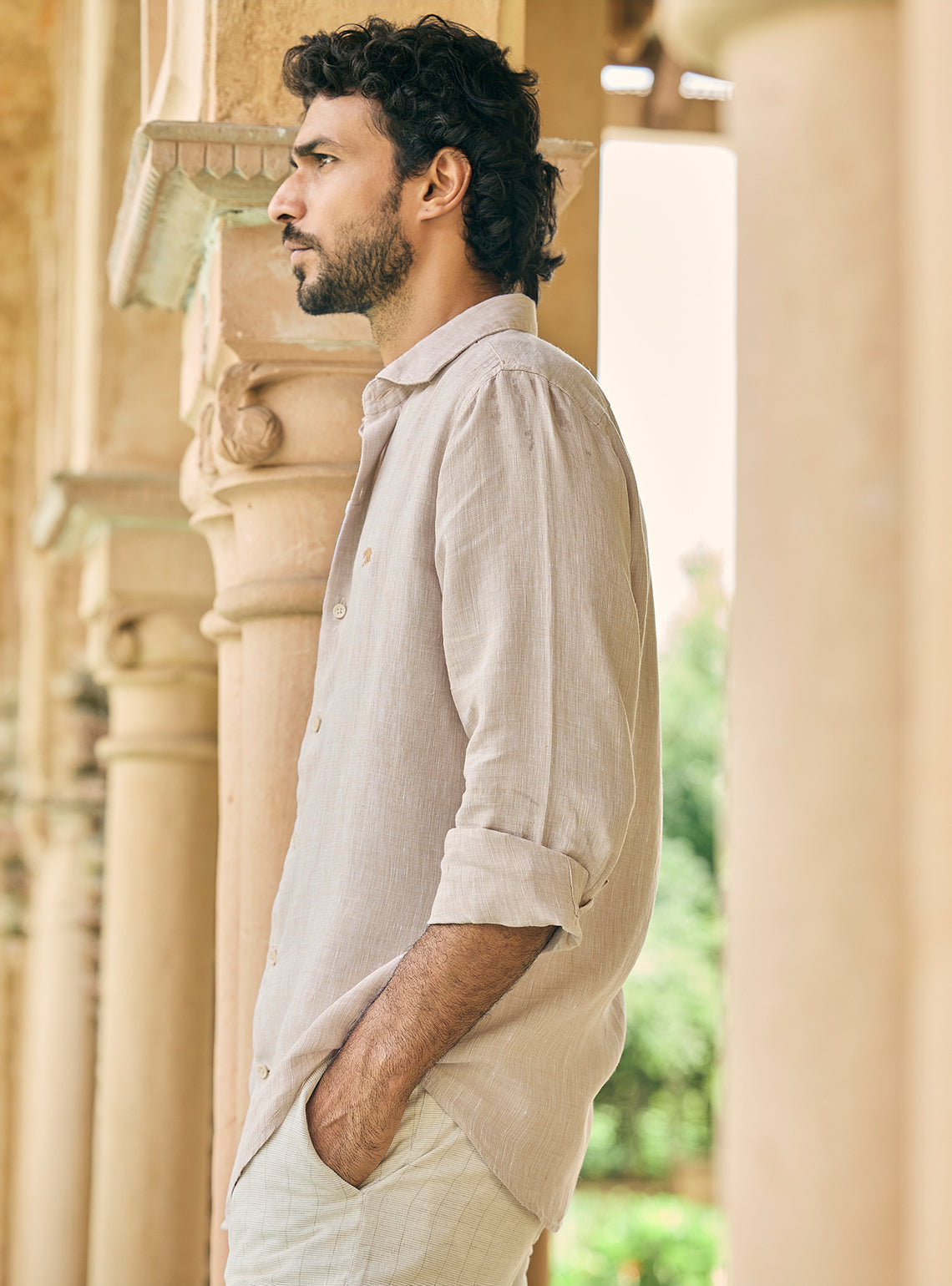 Vanilla Beige European Linen Shirt