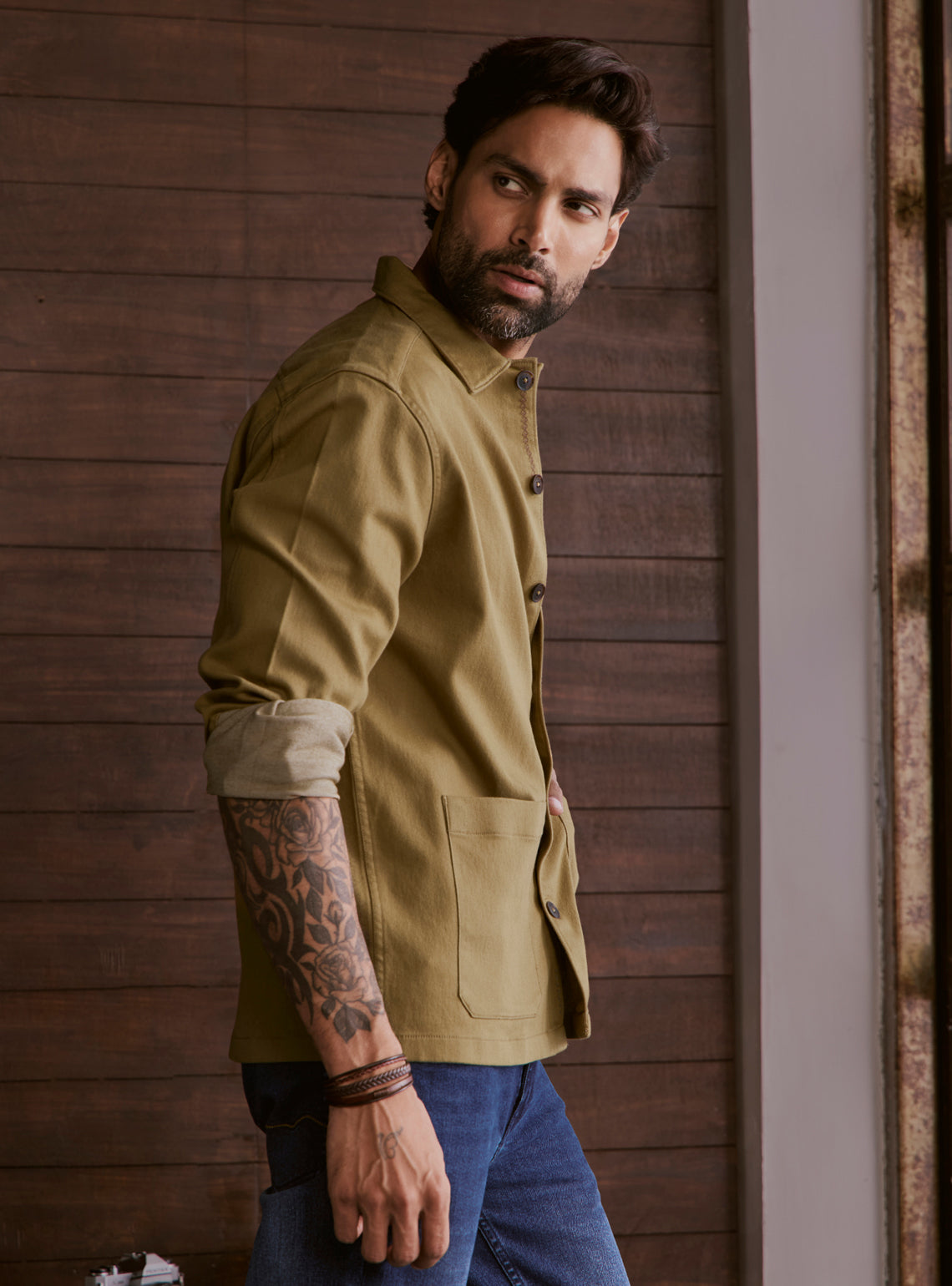 Sandy Brown Cotton Blend Overshirt