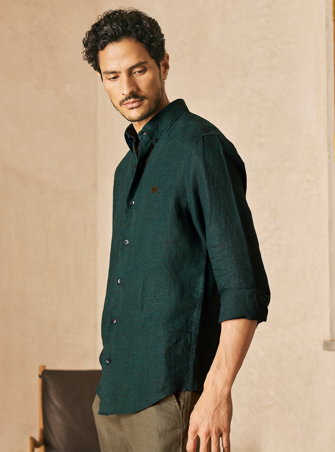 Canopy Green European Linen Check Shirt