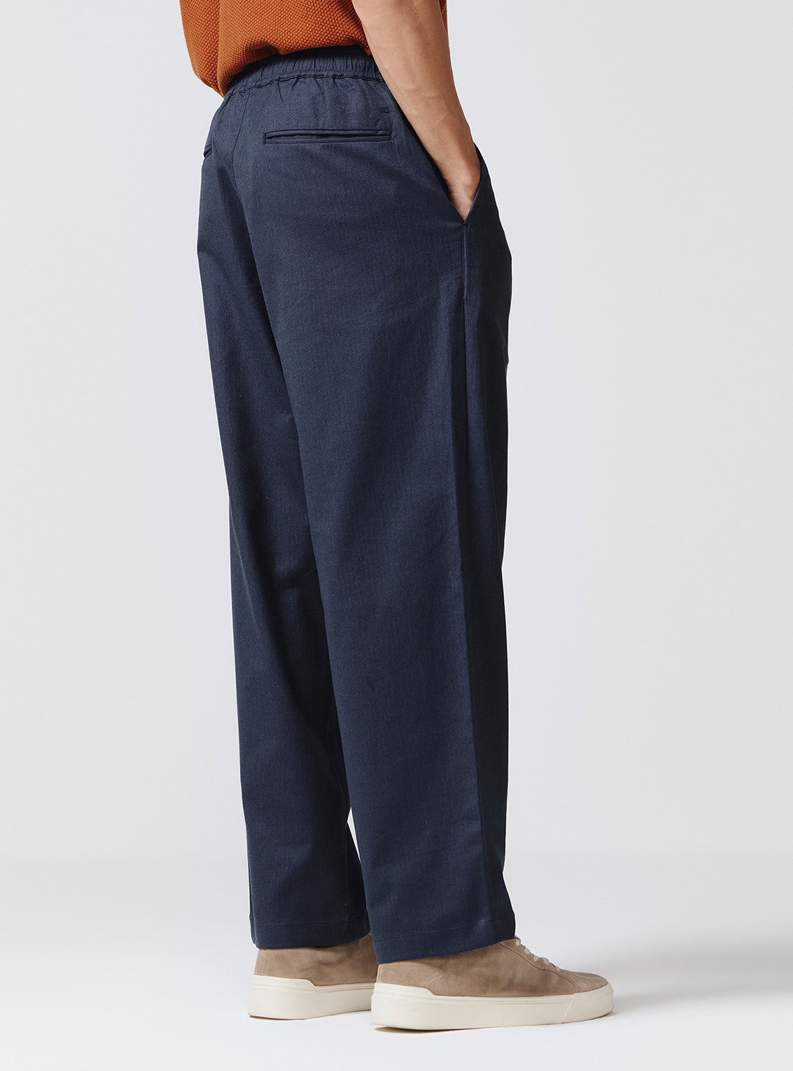 Midnight Navy Cotton Blend Trousers