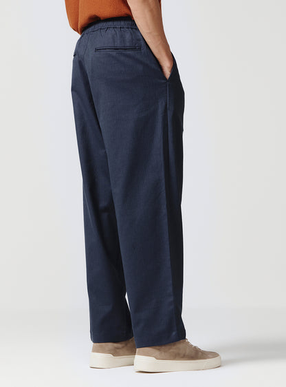 Midnight Navy Cotton Blend Trousers