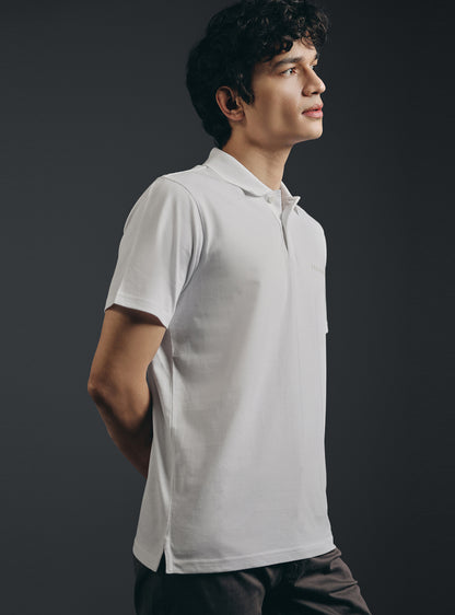 Pure White Compact Cotton Polo