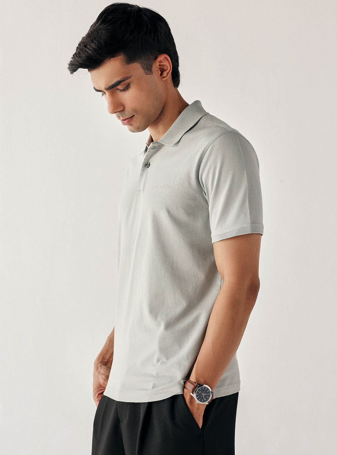 Nobel Grey Cotton Polo