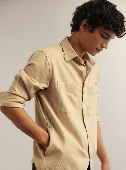 Malta Mustard Cotton Melange Overshirt