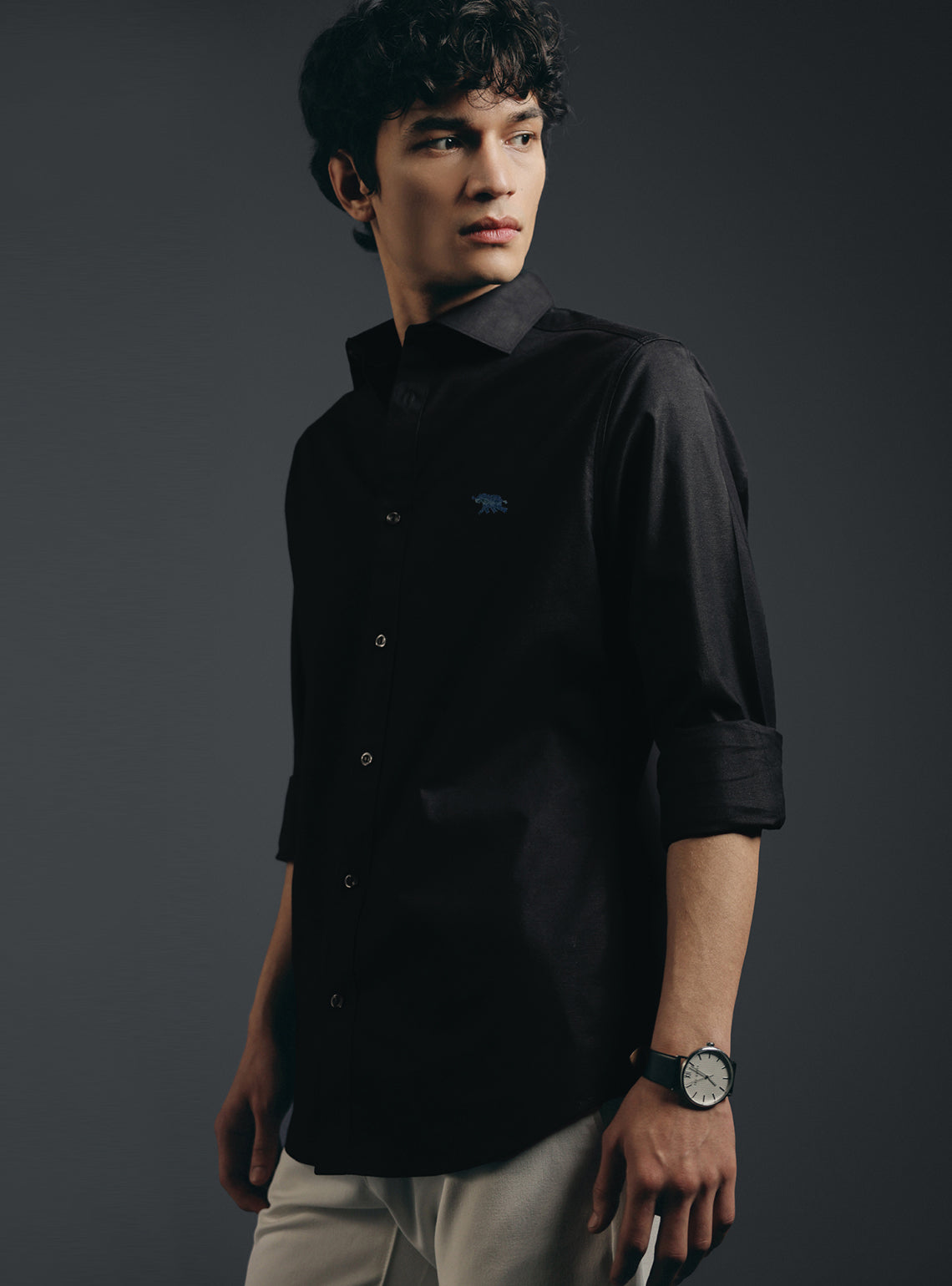 Eclipse Black Cotton Oxford Shirt