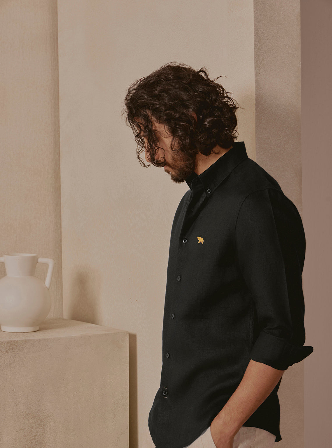 Noir Black Linen Shirt