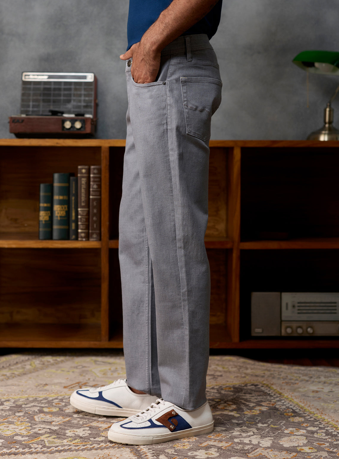 Smoke Grey Cotton Viscose Denim Jeans