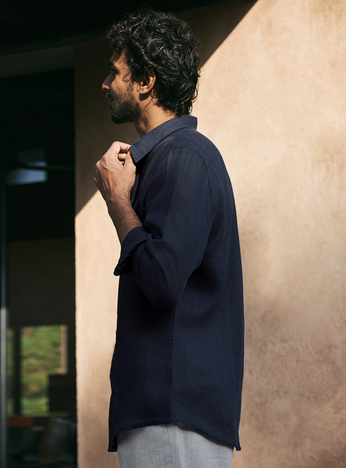 Prussian Navy European Linen Shirt