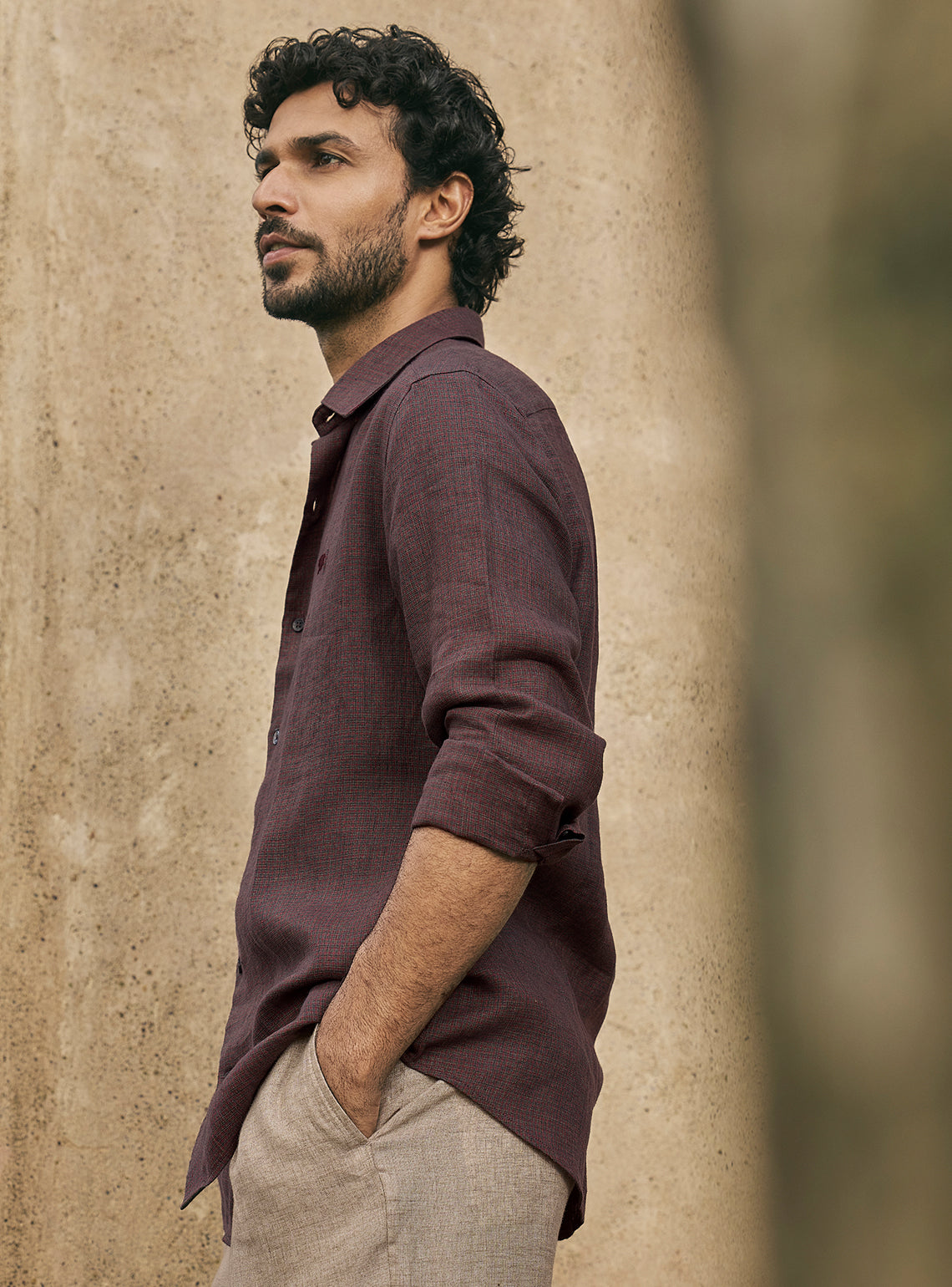 Inferno Black Check Linen Shirt