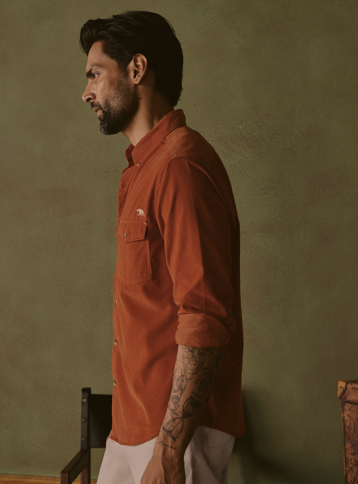 Ember Rust Cotton Tencel Cordruoy Shirt