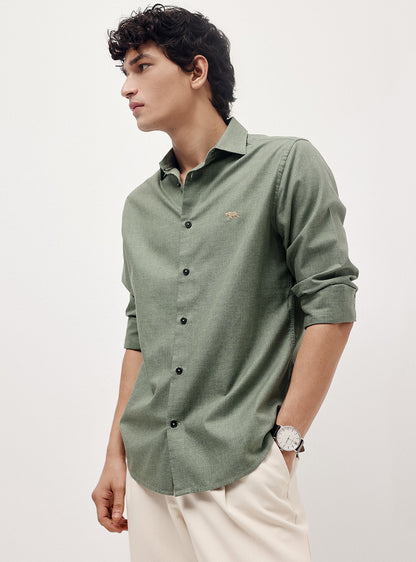 Oslo Green Cotton Melange Shirt