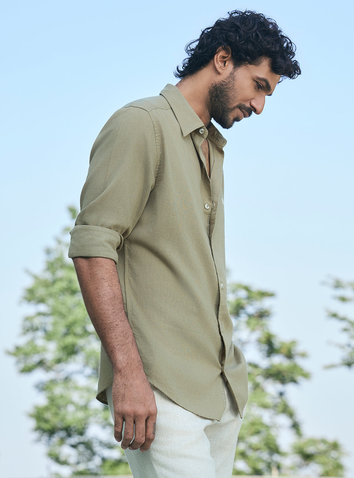 Zenith Olive Lyocell Linen Shirt
