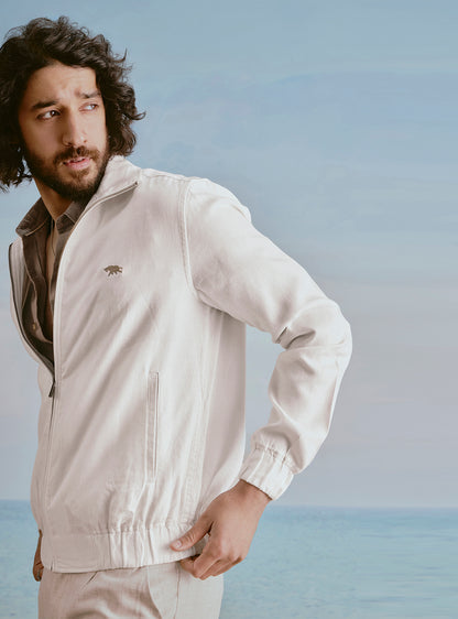 Cloud Off White Linen Bomber