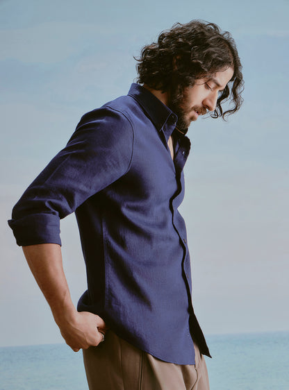 Midnight Navy Linen Shirt