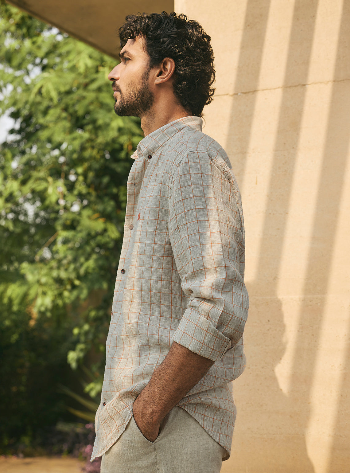 Lyca Grid European Linen Shirt