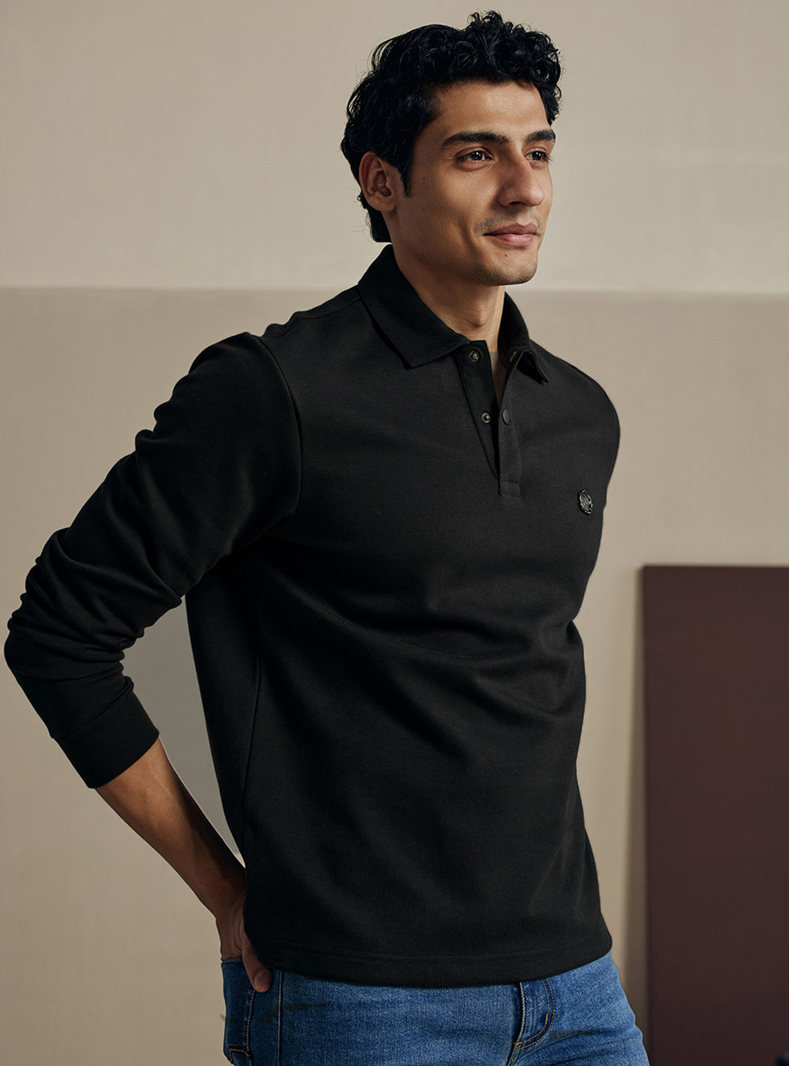 Midnight Black Cotton Triblend Pullover