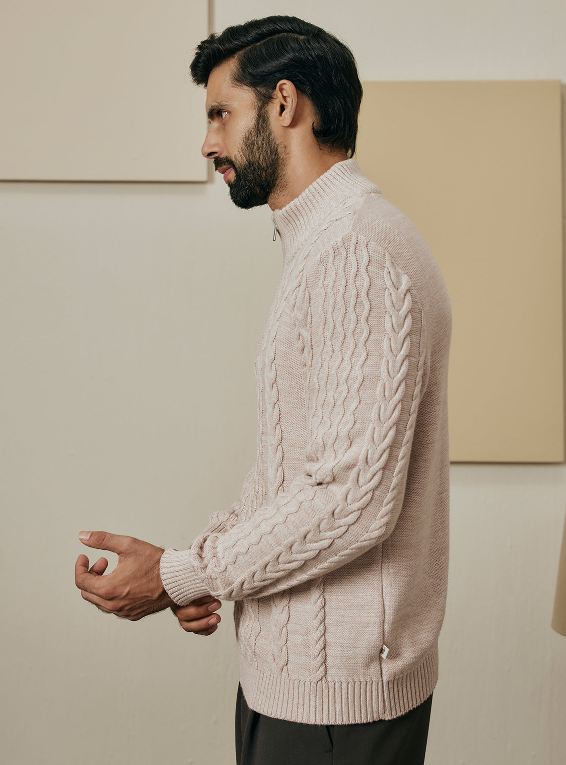Misty Off-White Cotton Melange Pullover