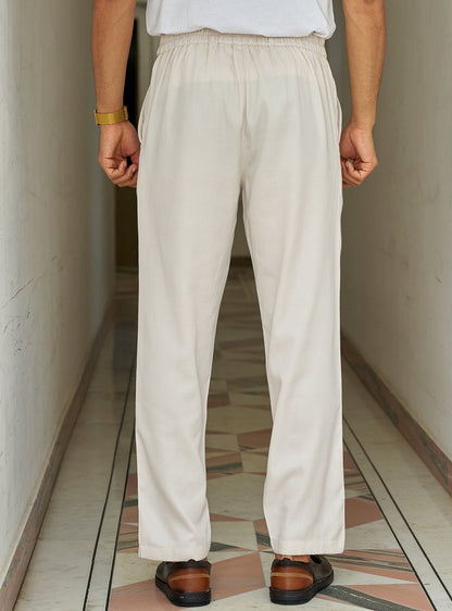 Niva Beige Cotton Blend Trousers