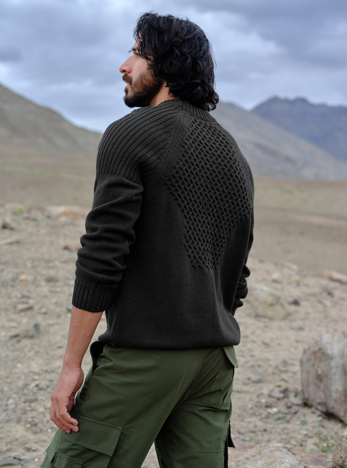 Eclipse Black Cotton Melange Pullover