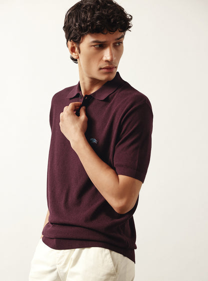 Wineberry Burgundy Cotton Viscose Polo