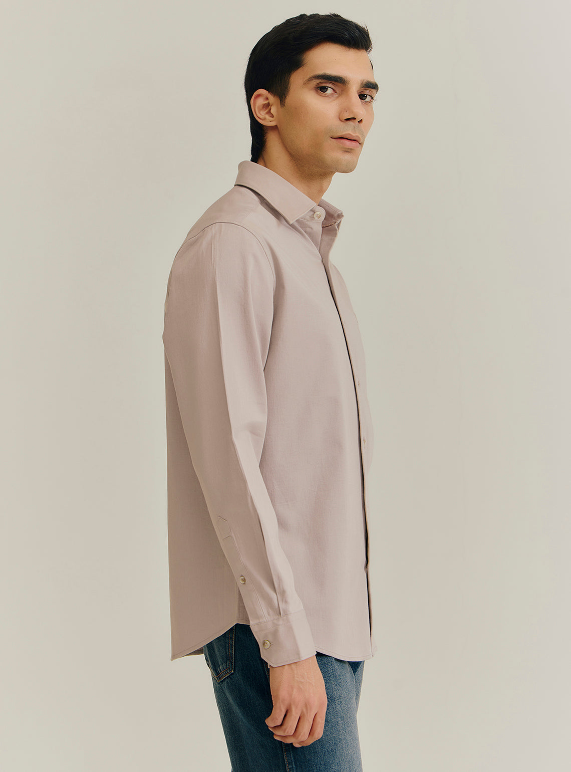 Khaki Cotton Stretch Dobby Shirt