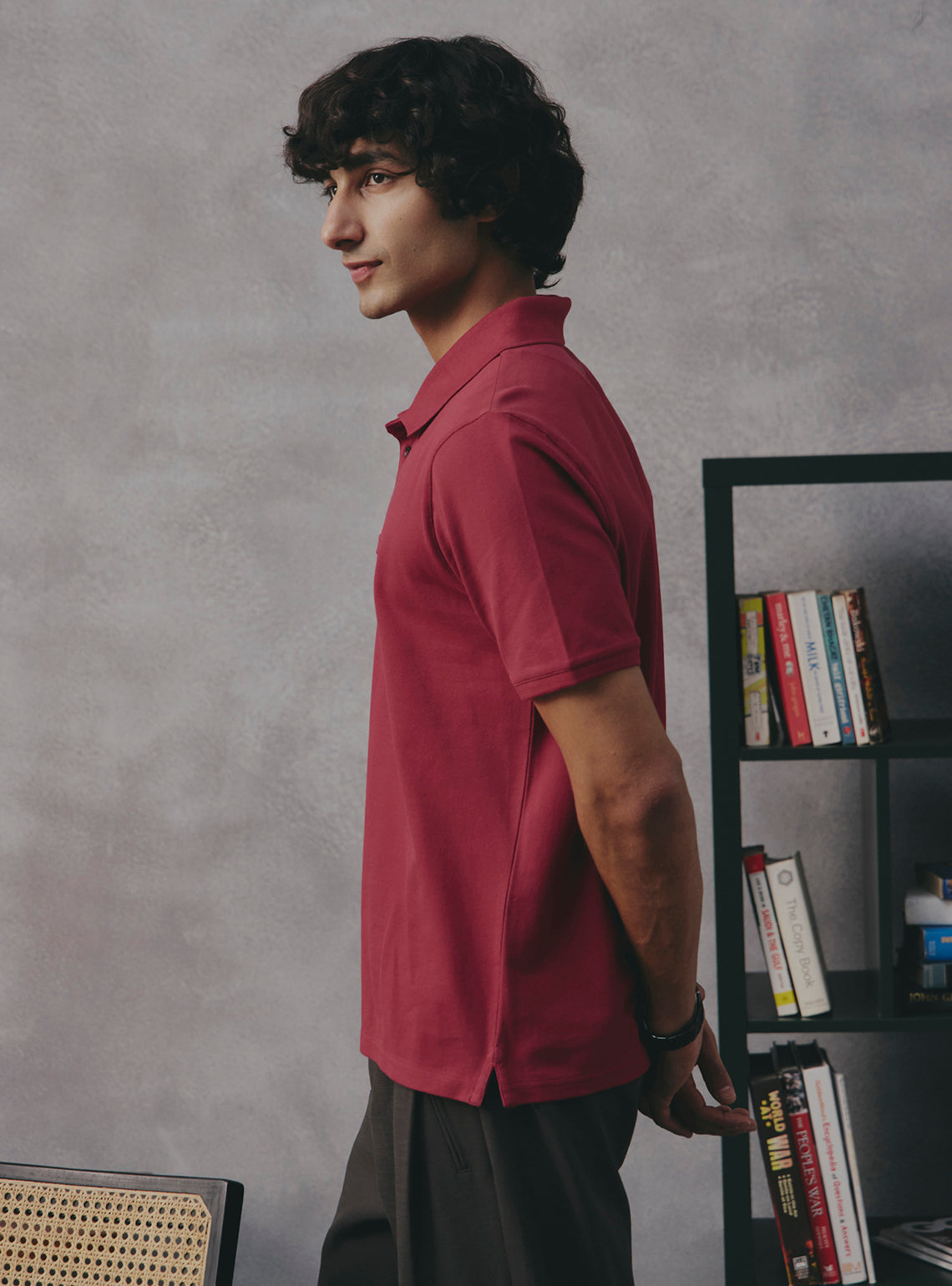 Berry Burgundy Cotton Stretch Polo