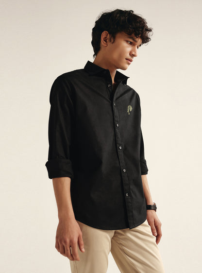 Ink Black Cotton Oxford Shirt