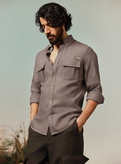 Bonfire Brown Cotton Twill Shirt