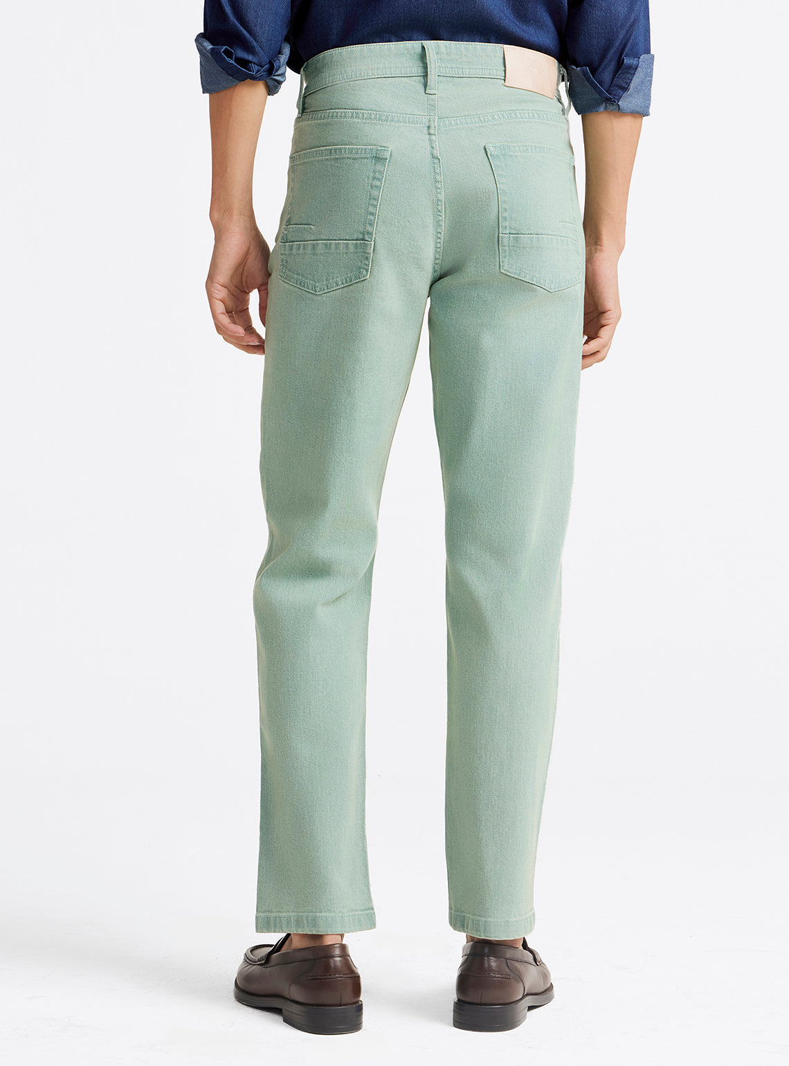 Opal Green Cotton Blend Jeans