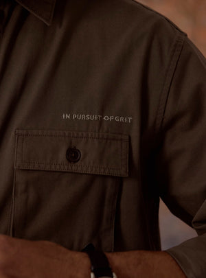 Deep-Walnut Cotton Overshirt