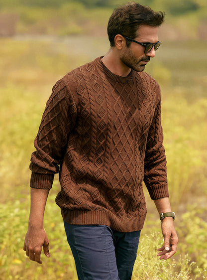 Rust Burn Cotton Melange Pullover