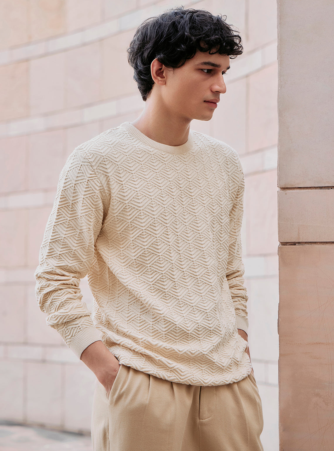 Nomad Off-White Cotton Wool Pullover