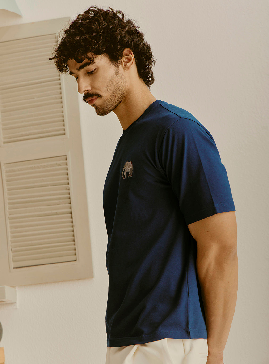 Amalfi Navy Cotton Crewneck