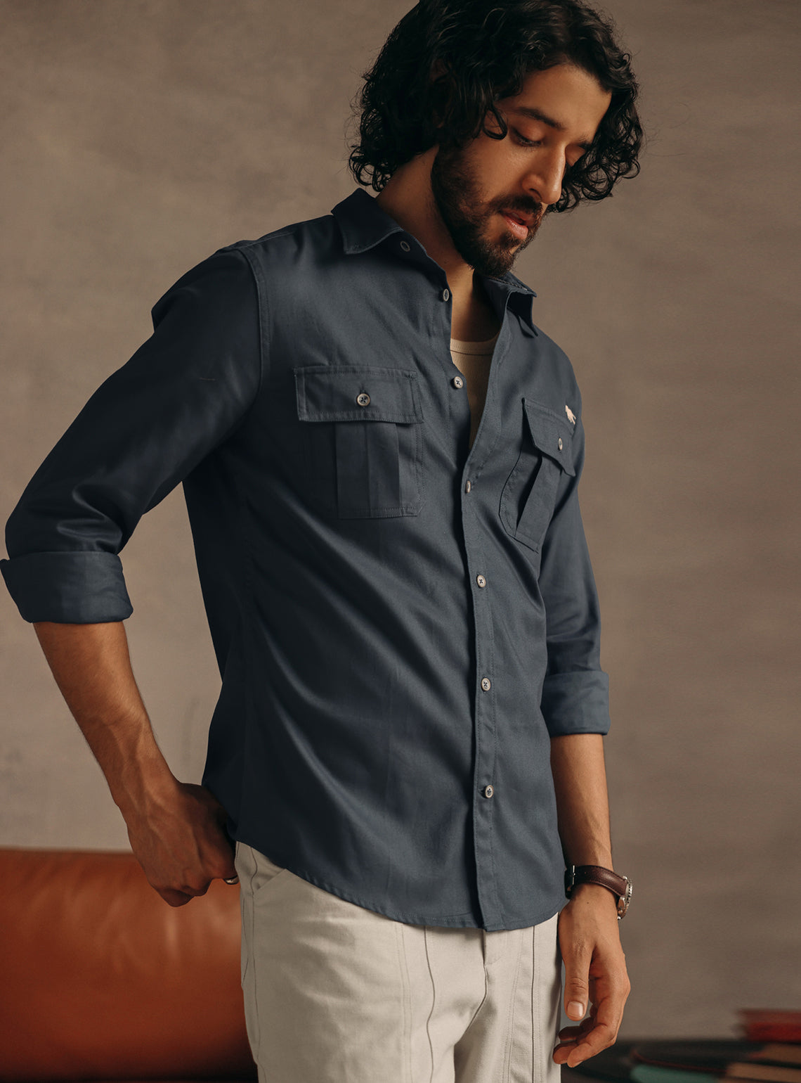 Storm Blue Cotton Shirt