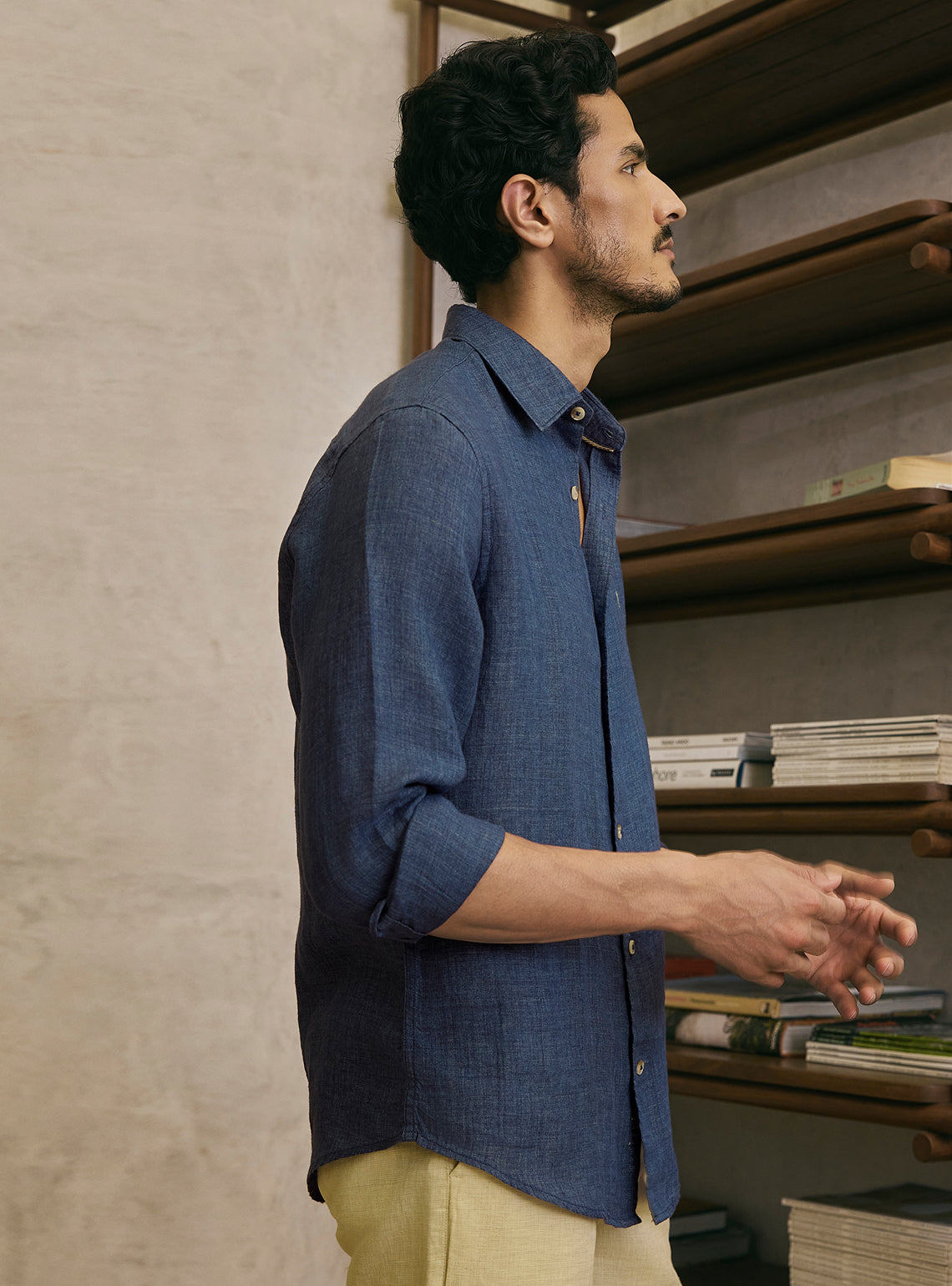 Anchor Navy Linen Shirt