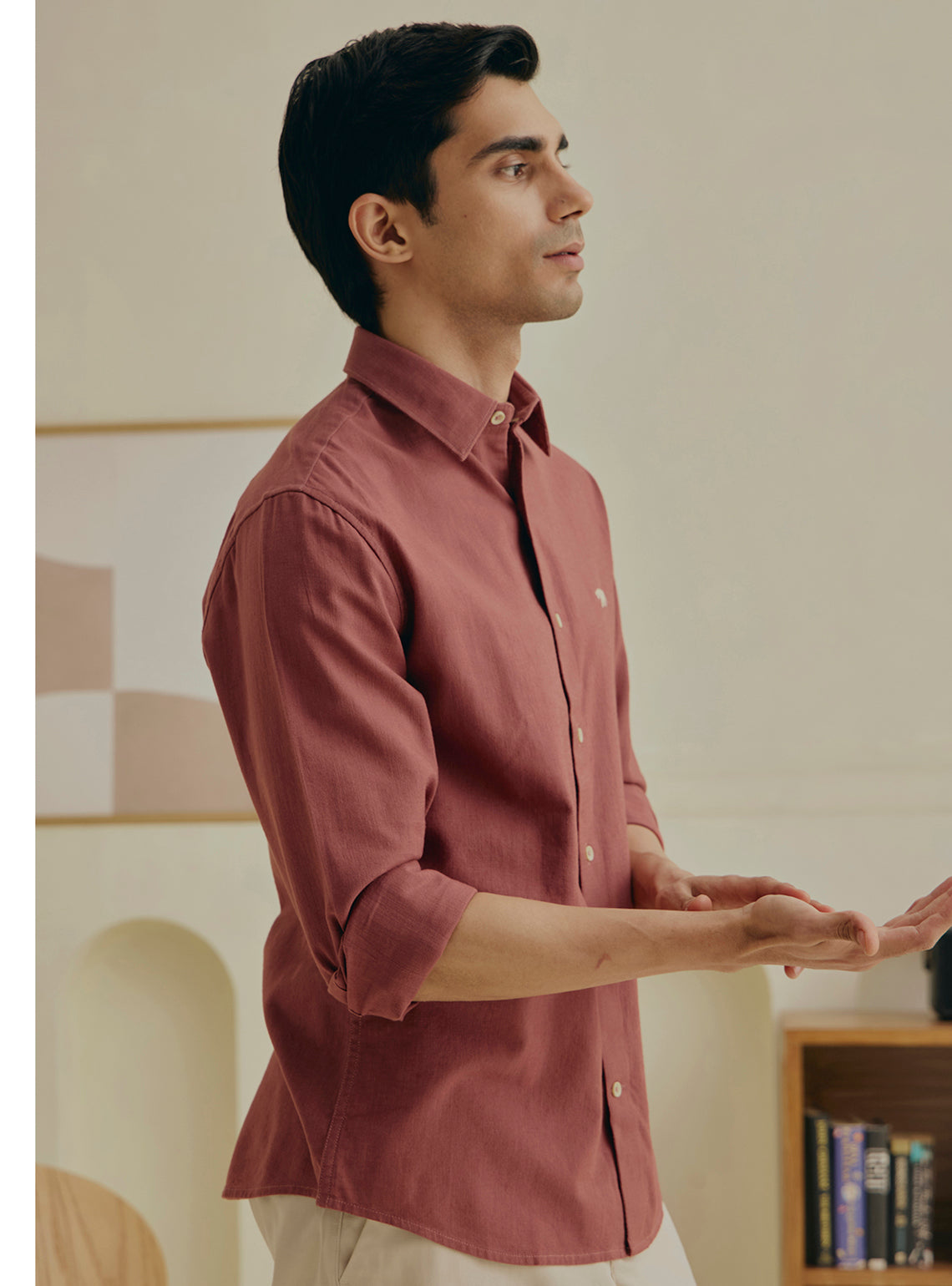 Chrysanthemum Rust Cotton Shirt