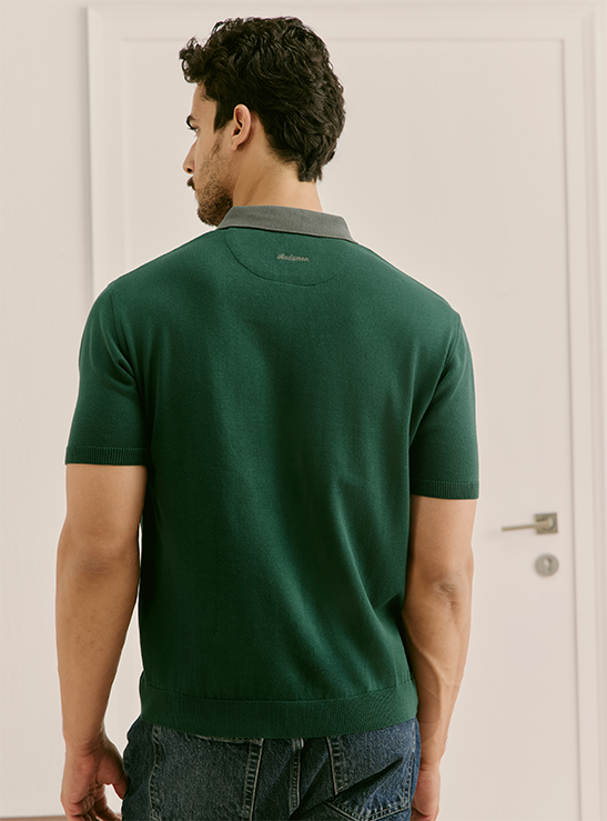 Canopy Green Cotton Structured Knit Polo